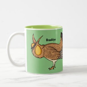 Greater prairie chicken cartoon illustration Two-Tone coffee mug