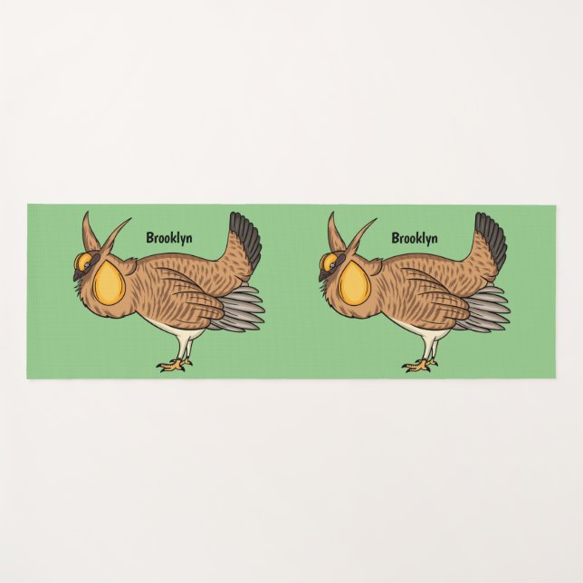 Greater prairie chicken cartoon illustration  yoga mat (Front (Horizontal))