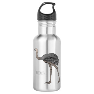 Greater rhea bird cartoon illustration 532 ml water bottle