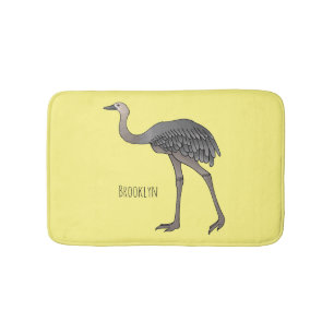 Greater rhea bird cartoon illustration bath mat
