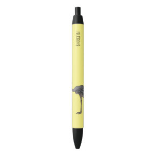 Greater rhea bird cartoon illustration black ink pen