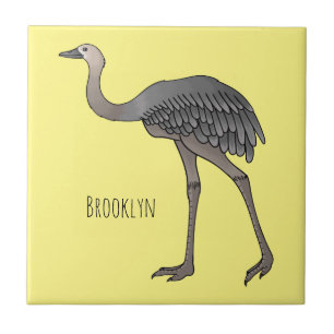 Greater rhea bird cartoon illustration ceramic tile