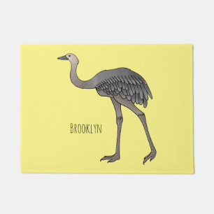 Greater rhea bird cartoon illustration doormat