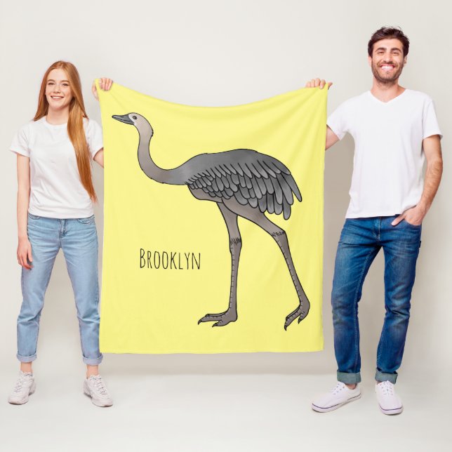 Greater rhea bird cartoon illustration  fleece blanket (In Situ)