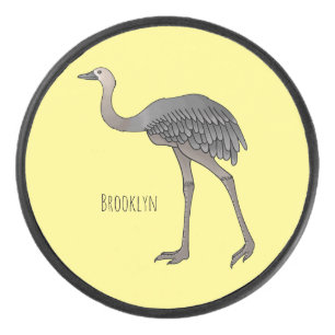 Greater rhea bird cartoon illustration hockey puck