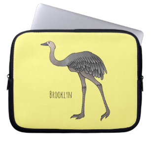 Greater rhea bird cartoon illustration laptop sleeve