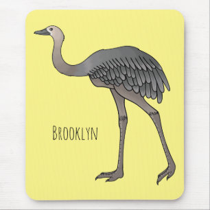 Greater rhea bird cartoon illustration mouse pad
