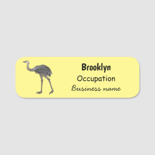 Greater rhea bird cartoon illustration name tag