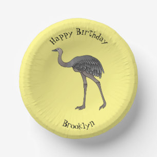 Greater rhea bird cartoon illustration paper plate