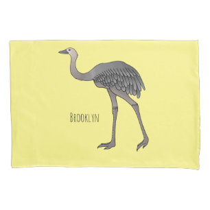 Greater rhea bird cartoon illustration pillowcase