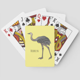 Greater rhea bird cartoon illustration  playing cards