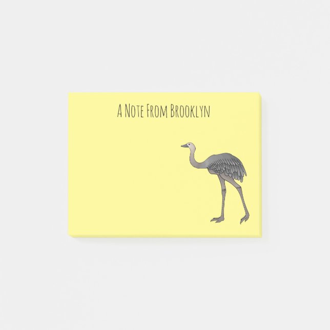 Greater rhea bird cartoon illustration post-it notes (Front)