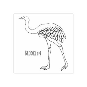 Greater rhea bird cartoon illustration rubber stamp