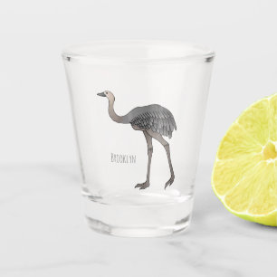 Greater rhea bird cartoon illustration shot glass