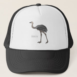 Greater rhea bird cartoon illustration trucker hat