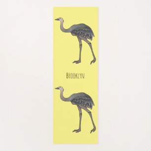 Greater rhea bird cartoon illustration yoga mat