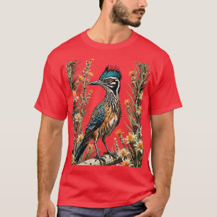Greater Roadrunner Surrounded By Yucca flower New  T-Shirt