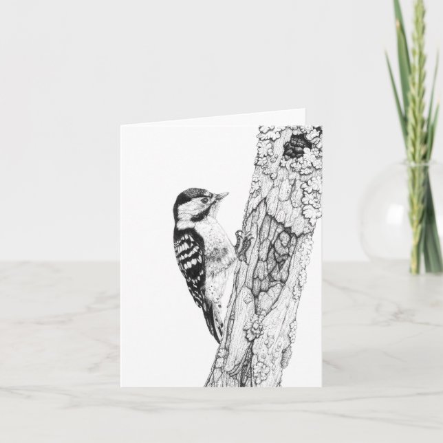 Greater Spotted Woodpecker - Blank Note Card (Front)