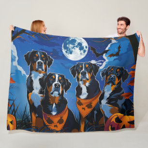 Greater Swiss Halloween Spooky Fleece Blanket