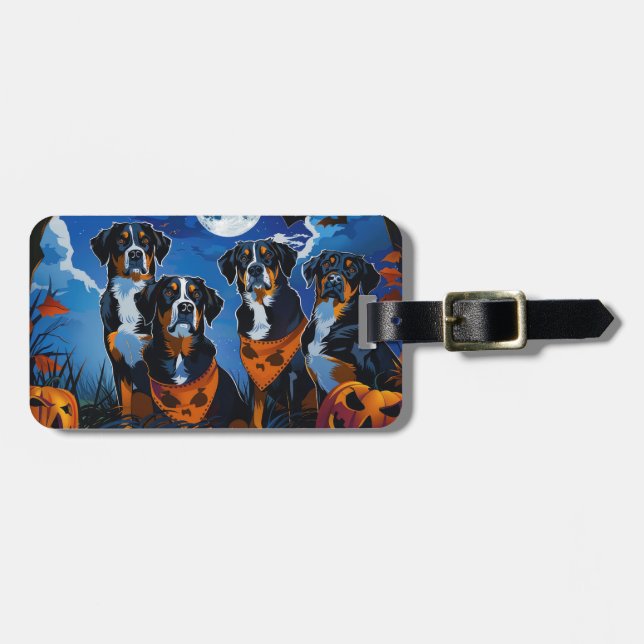 Greater Swiss Halloween Spooky Luggage Tag (Front Horizontal)