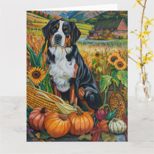 Greater Swiss Mountain Autumn Harvest Thanksgiving Card