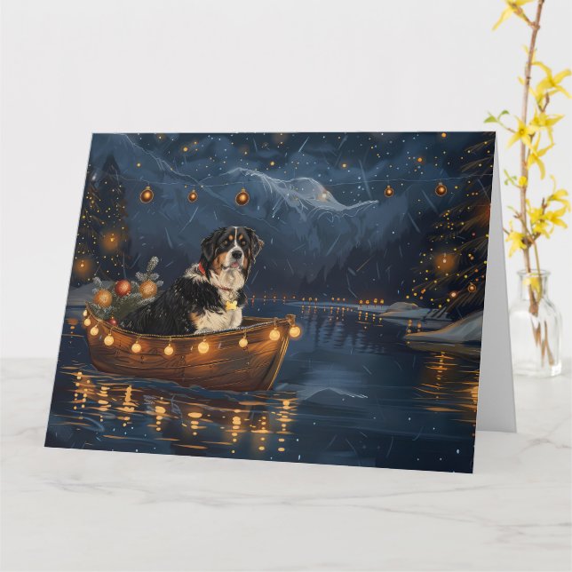 Greater Swiss Mountain Christmas Festive Voyage Card (Yellow Flower)