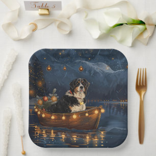 Greater Swiss Mountain Christmas Festive Voyage Paper Plate
