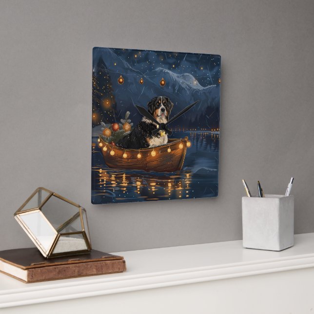 Greater Swiss Mountain Christmas Festive Voyage Square Wall Clock (Office)
