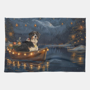 Greater Swiss Mountain Christmas Festive Voyage Tea Towel