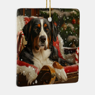 Greater Swiss Mountain Dog Christmas Festive Ceramic Ornament