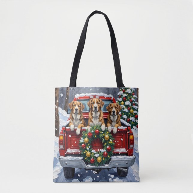 Greater Swiss Mountain Dog Christmas Red Truck Tote Bag (Front)