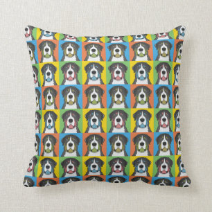 Greater Swiss Mountain Dog Dog Cartoon Pop-Art Cushion