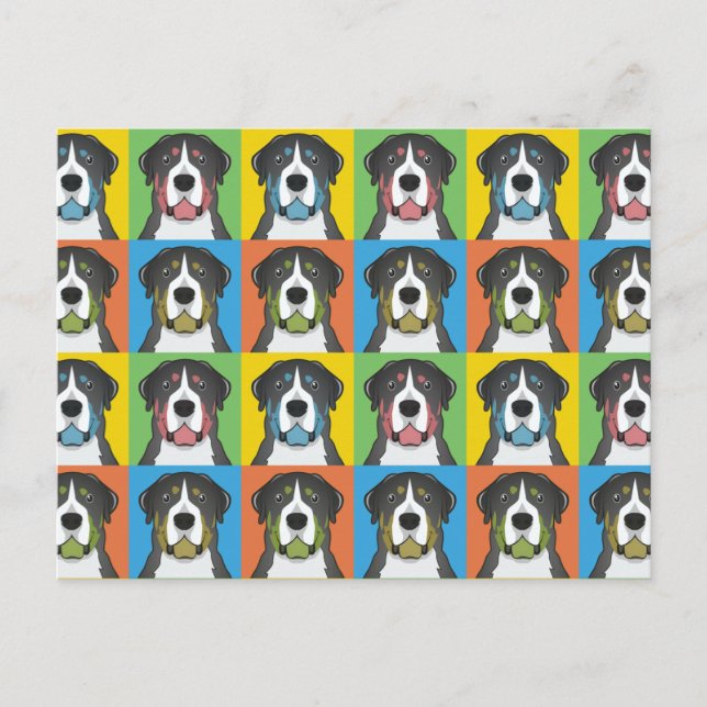 Greater Swiss Mountain Dog Dog Cartoon Pop-Art Postcard (Front)