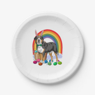 Greater Swiss Mountain Dog Easter Eggs Bunny Paper Plate