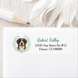 Greater Swiss Mountain Dog Eucalyptus Leaf Wreath Return Address Label