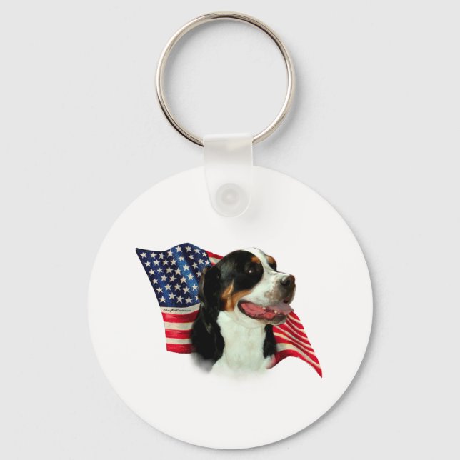 Greater Swiss Mountain Dog Flag Key Ring (Front)
