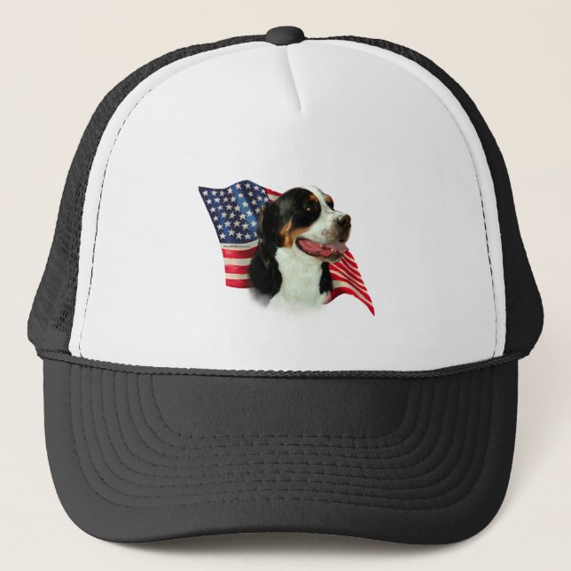Greater Swiss Mountain Dog Flag Trucker Hat (Front)