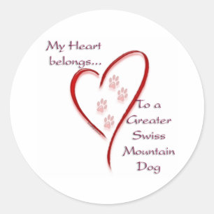 Greater Swiss Mountain Dog Heart Belongs Classic Round Sticker
