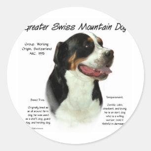 Greater Swiss Mountain Dog History Design Classic Round Sticker