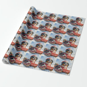Greater Swiss Mountain Dog in Sledge Christmas Wrapping Paper