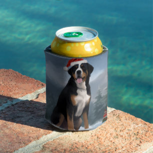 Greater Swiss Mountain Dog in Snow Christmas  Can Cooler