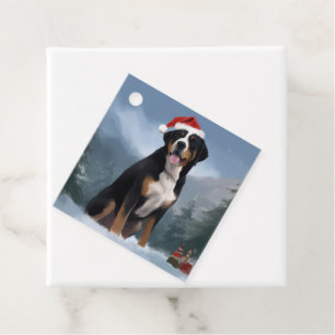 Greater Swiss Mountain Dog in Snow Christmas Favour Tags