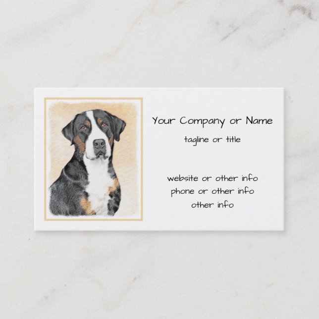 Greater Swiss Mountain Dog Painting - Original Art Business Card (Front)