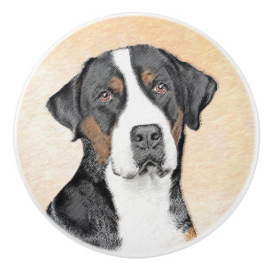 Greater Swiss Mountain Dog Painting - Original Art Ceramic Knob