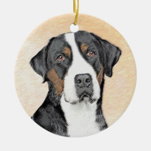 Greater Swiss Mountain Dog Painting - Original Art Ceramic Ornament