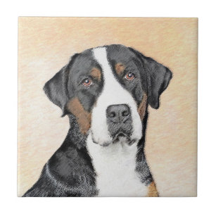 Greater Swiss Mountain Dog Painting - Original Art Ceramic Tile