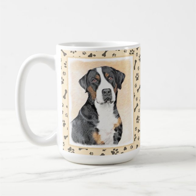 Greater Swiss Mountain Dog Painting - Original Art Coffee Mug (Left)