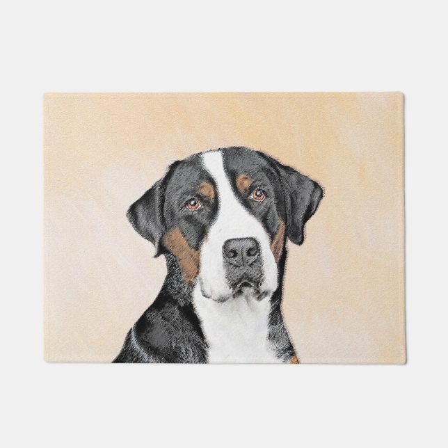 Greater Swiss Mountain Dog Painting - Original Art Doormat (Front)