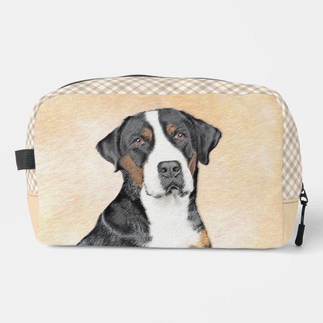 Greater Swiss Mountain Dog Painting Original Art Dopp Kit (Front)
