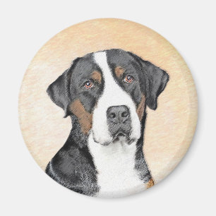 Greater Swiss Mountain Dog Painting - Original Art Magnet